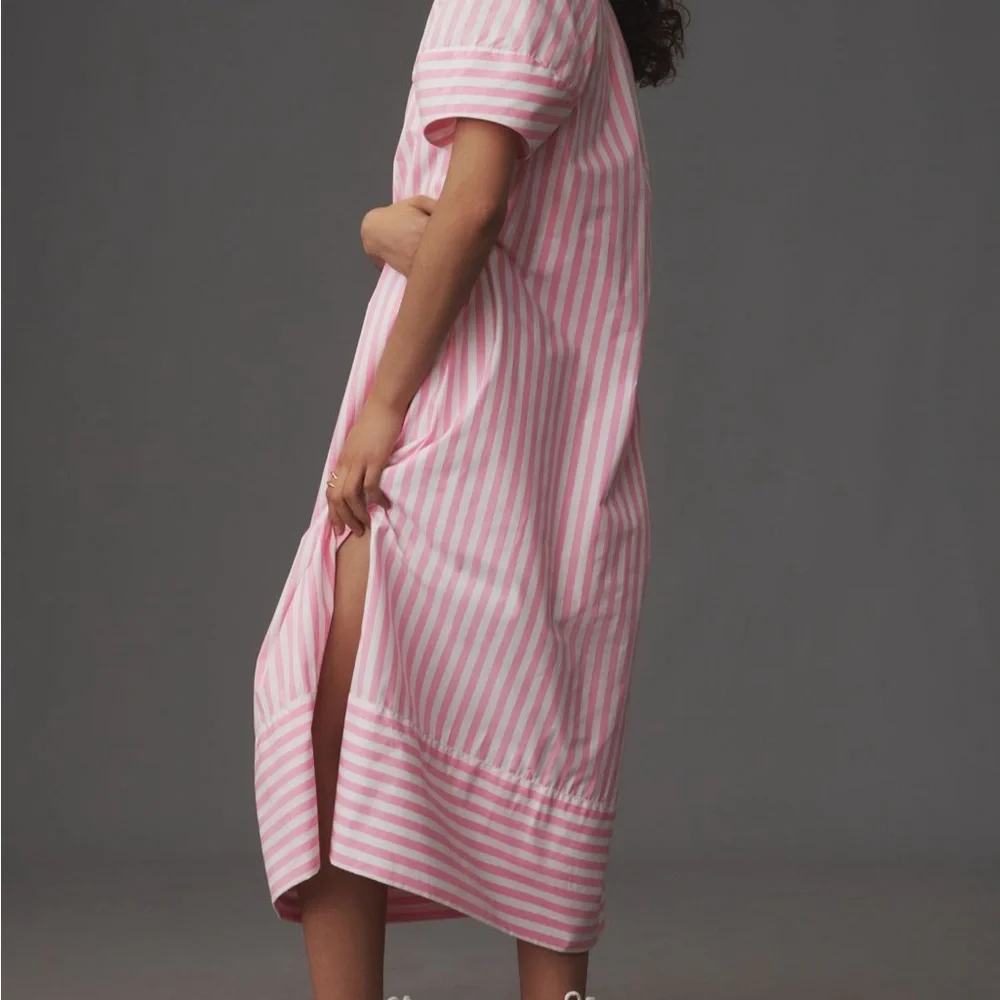 Anthropologie Maeve Pink & White Striped Dress size L - Picture 4 of 10